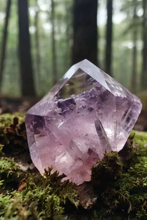 Amethyst crystal structure diagram and Mohs scale comparison