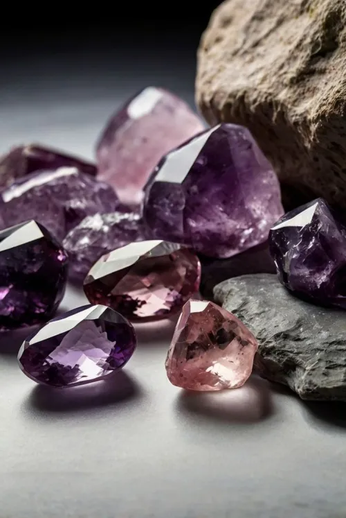 Amethyst geode cross-section showing color zoning