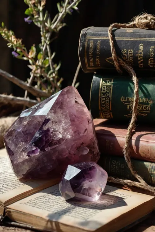 Close-up of amethyst geode details