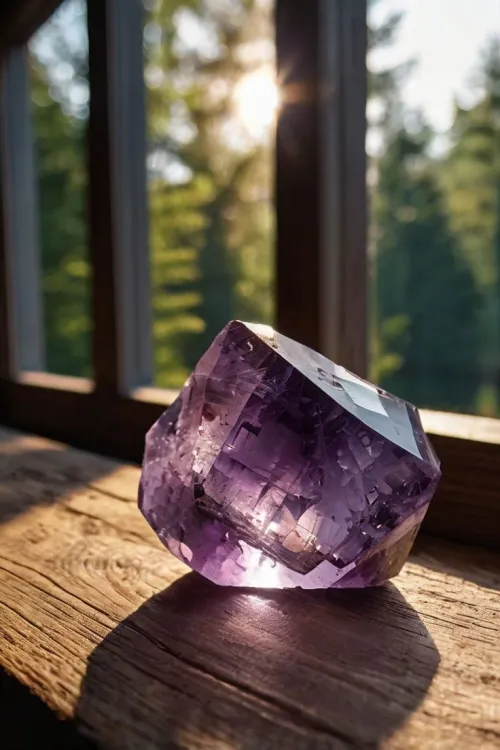 Raw and polished amethyst showcasing different cuts