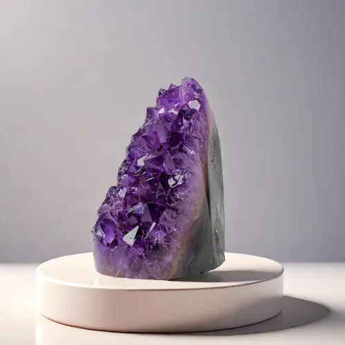 Various amethyst specimens displaying color variations from pale lavender to rich violet